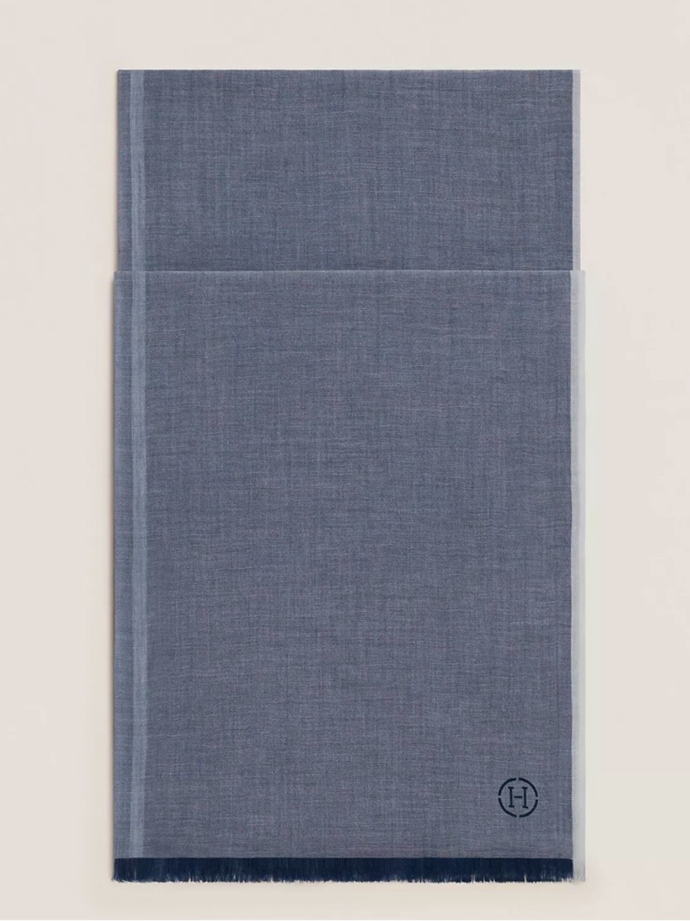 Hermes Naoshima Scarf in Bleu Jean/Blanc
